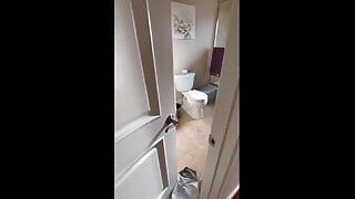 Perfect chick takes my long dick in the hot shower