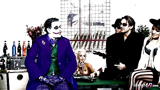 The Joker Porn Parody Group Sex with 4 perfect Teen Girls