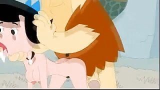 Fred and Barney fuck Betty Flintstones at cartoon porn movie